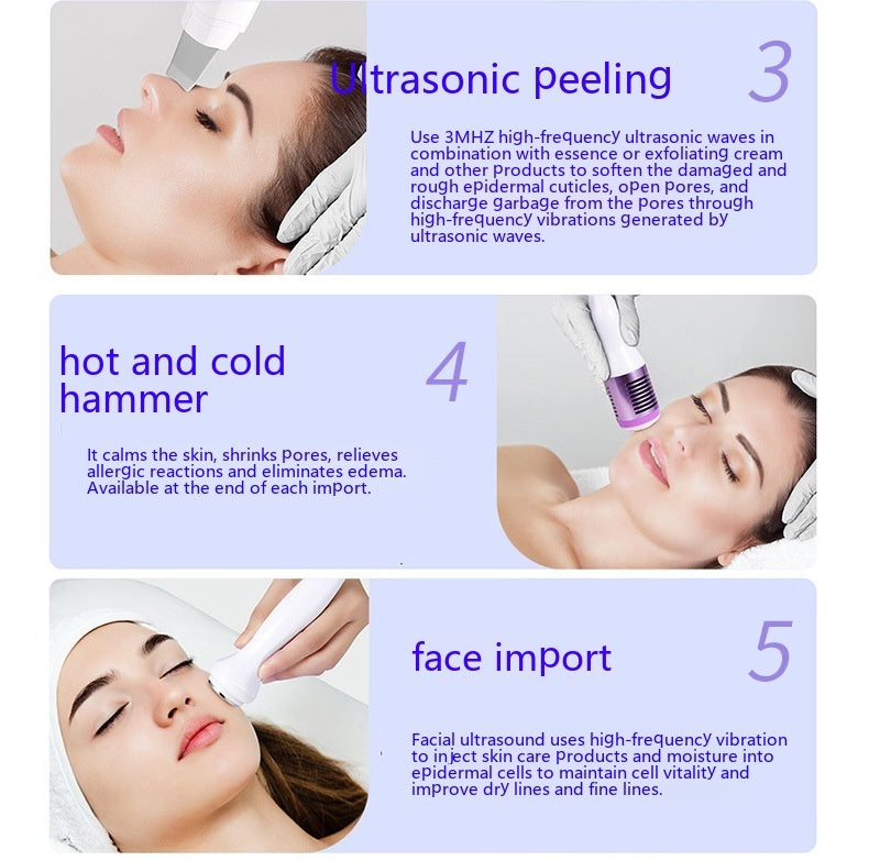 Six In One Hydrogen Oxygen Small Bubble Ultrasonic Induction Beauty Device