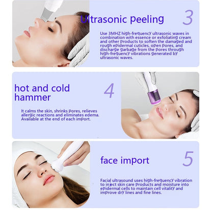 Six In One Hydrogen Oxygen Small Bubble Ultrasonic Induction Beauty Device