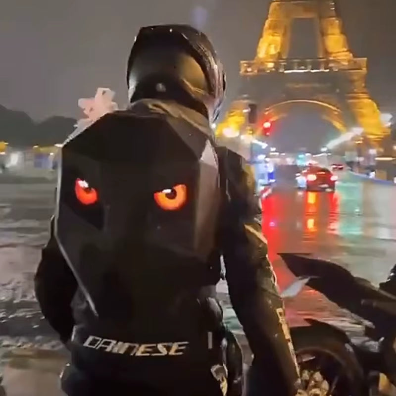 LED Display Screen Motorcycle Backpack with LED EYE DIY Riding Bag APP Control Kid Backpack Hard Shell 14 Inch Notebook Makeup