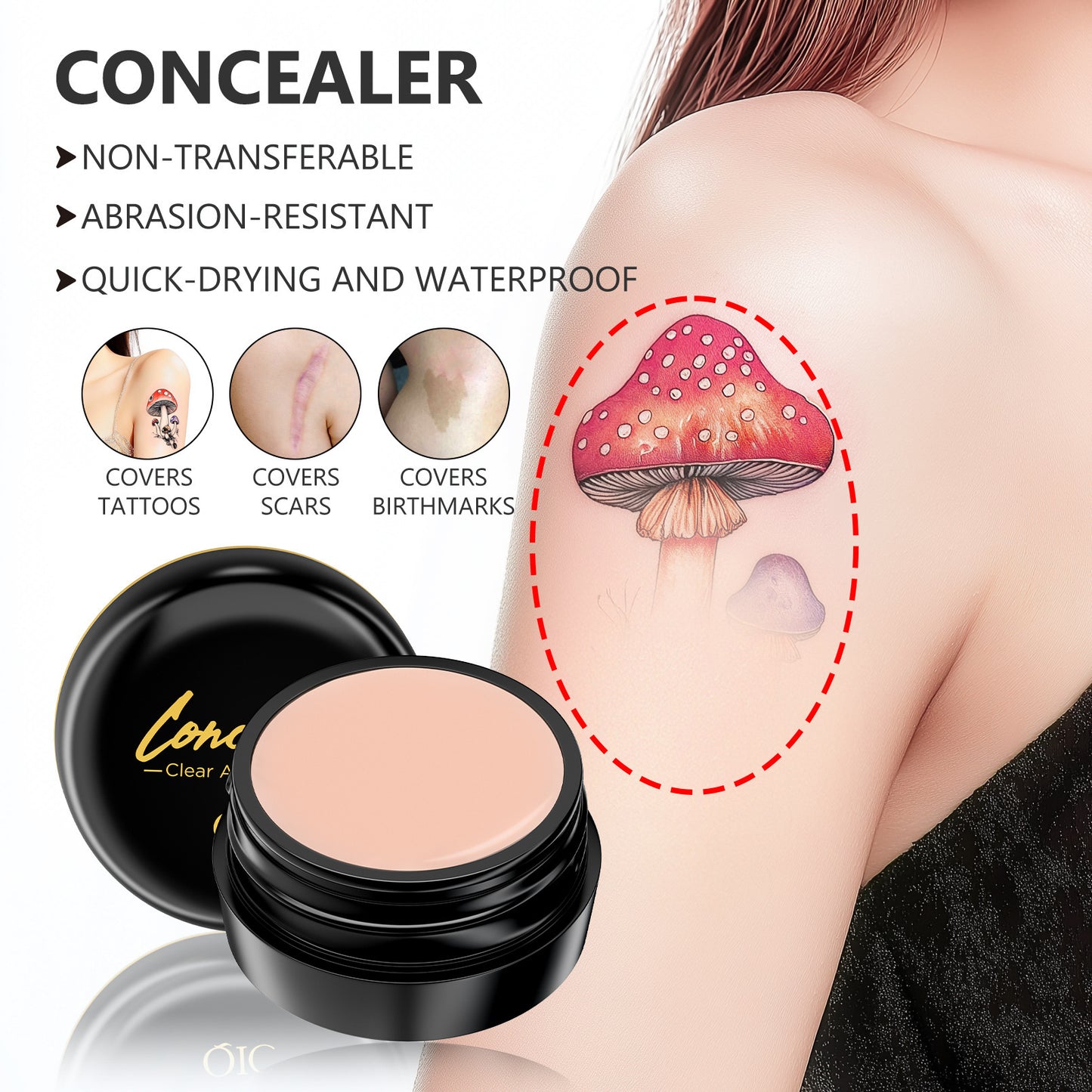 Concealer Cover Tattoo Spots Acne Marks Dark Circles Invisible Pores