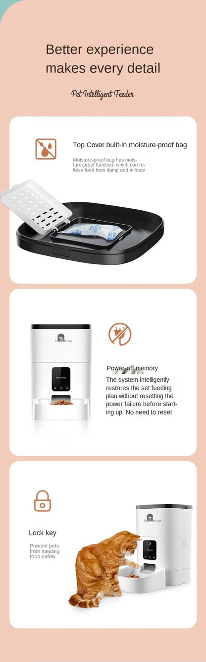 Pet Smart Automatic Pet Feeder Cat and Dog Automatic Feeding Machine Timing Quantitative - AR Perk Inc