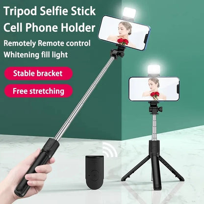FGCLSY Monopod Remote Shutter Fill Light for iPhone Samsung Xiaomi Phone Holder Mini Tripod Wireless Bluetooth Selfie Stick - AR Perk Inc