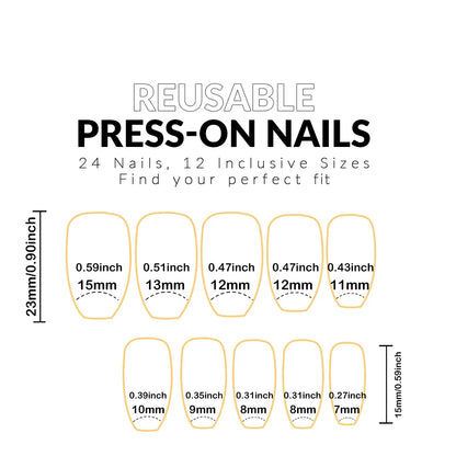 24pcs Short Square Baby Pink Striped Dots Heart Pattern Full Cover Fake Nail Summer Nails French Tip Press on Nails Korean - AR Perk Inc