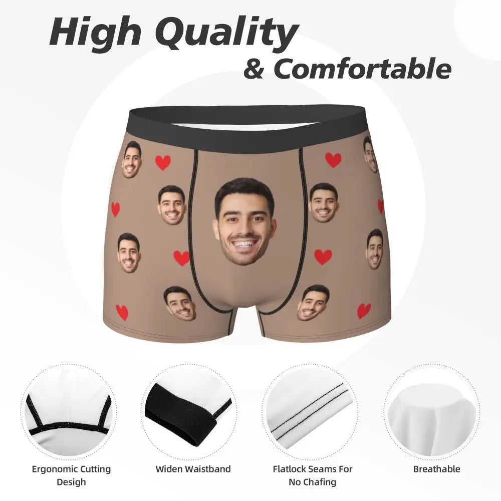 Men Gift Custom Face Boxers Valentine's Day Gift Personalized Photo Underwear Design Birthday Boxer Briefs for Boyfriend Husband