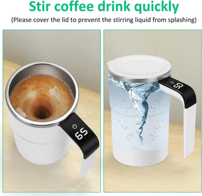 Automatic Self Stirring Magnetic Mug Coffee Self Mixing Mug USB Rechargeable Smart Thermal Cups with LCD Screen Food Safe Mug - AR Perk Inc