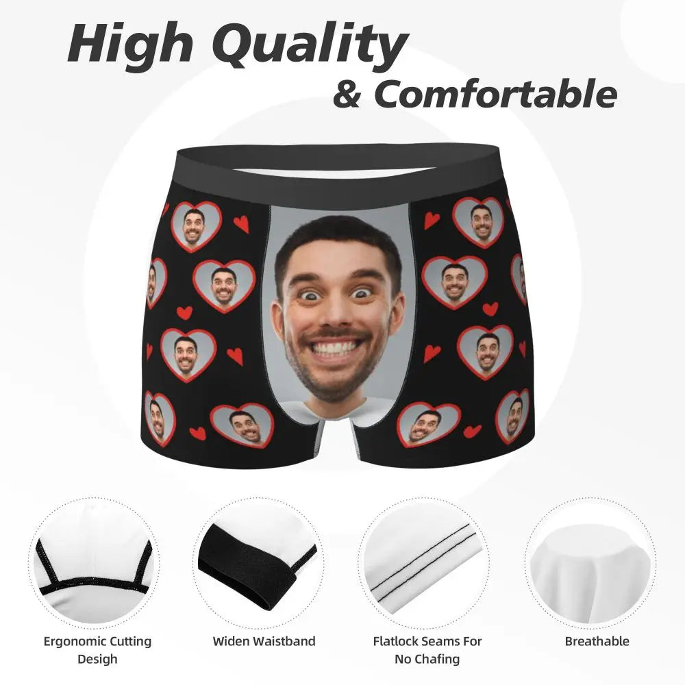 Men Gift Custom Face Boxers Valentine's Day Gift Personalized Photo Underwear Design Birthday Boxer Briefs for Boyfriend Husband