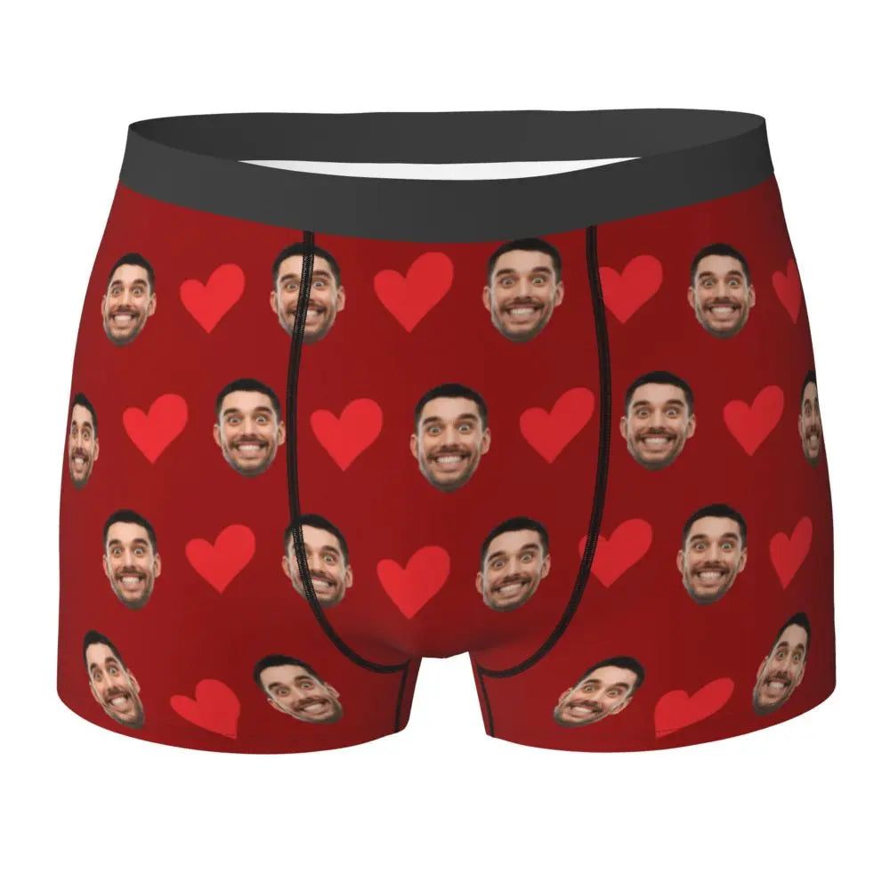 Personalized Face Photo Underwear Custom Heart Boxer Briefs Men Briefs  Gift For Husband Anniversary Gift for Dad