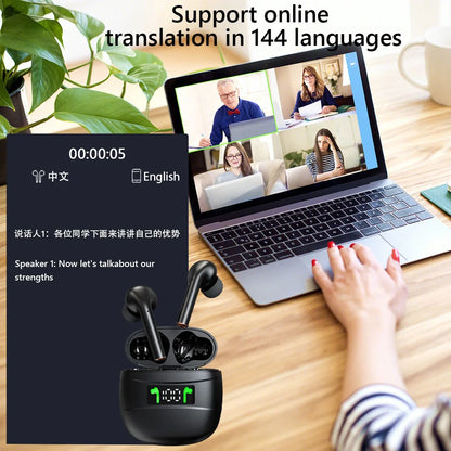 Real Time Language Translator Earphones Bluetooth 5.2 AI Translator Earbuds Noise Cancelling Wireless Headphones for Business - AR Perk Inc