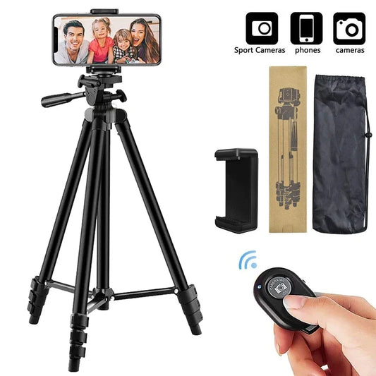 Tripod For Phone Camera Tripod Stand with Bluetooth Remote Phone Holder Lightweight Universal Photography For Xiaomi Huawei DSLR - AR Perk Inc