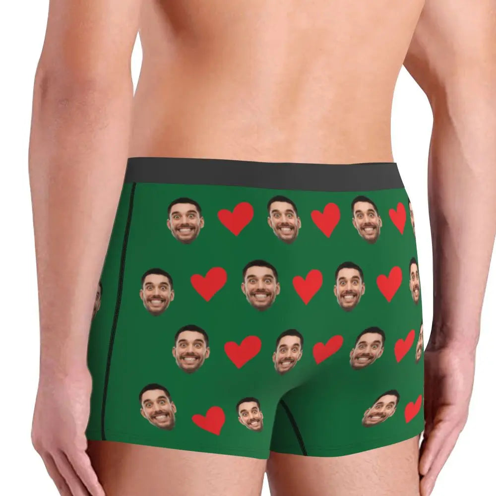 Personalized Face Photo Underwear Custom Heart Boxer Briefs Men Briefs  Gift For Husband Anniversary Gift for Dad