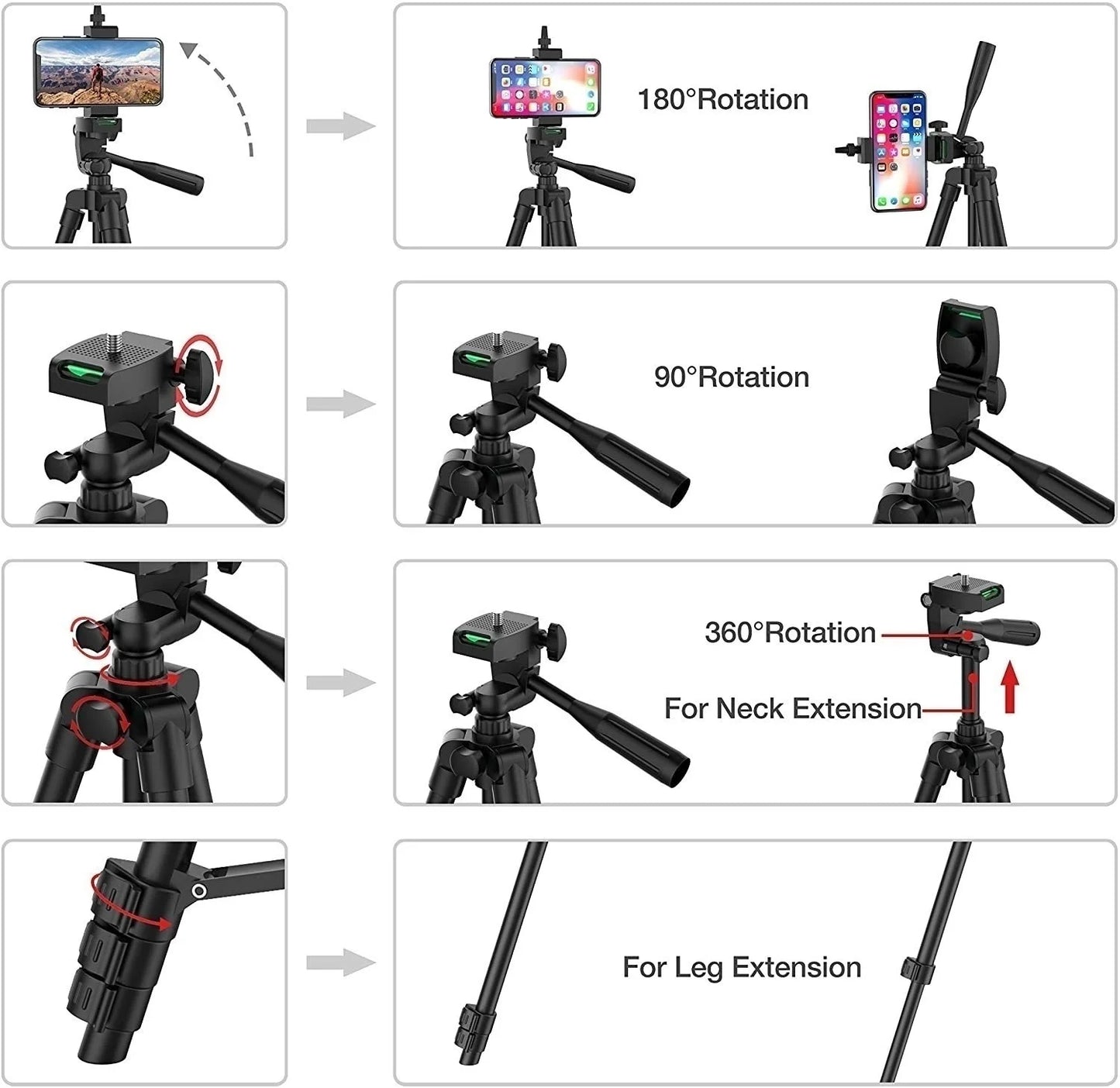 Tripod For Phone Camera Tripod Stand with Bluetooth Remote Phone Holder Lightweight Universal Photography For Xiaomi Huawei DSLR - AR Perk Inc