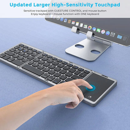 Seenda Foldable Wireless Bluetooth Keyboard Rechargeable Folding Portable Keyboards for PC Mac Smartphone Windows iOS Android - AR Perk Inc