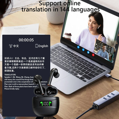 Real Time Language Translator Earphones Bluetooth 5.2 AI Translator Earbuds Noise Cancelling Wireless Headphones for Business - AR Perk Inc