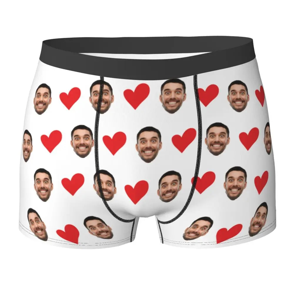 Personalized Face Photo Underwear Custom Heart Boxer Briefs Men Briefs  Gift For Husband Anniversary Gift for Dad