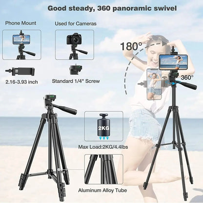 Tripod For Phone Camera Tripod Stand with Bluetooth Remote Phone Holder Lightweight Universal Photography For Xiaomi Huawei DSLR - AR Perk Inc