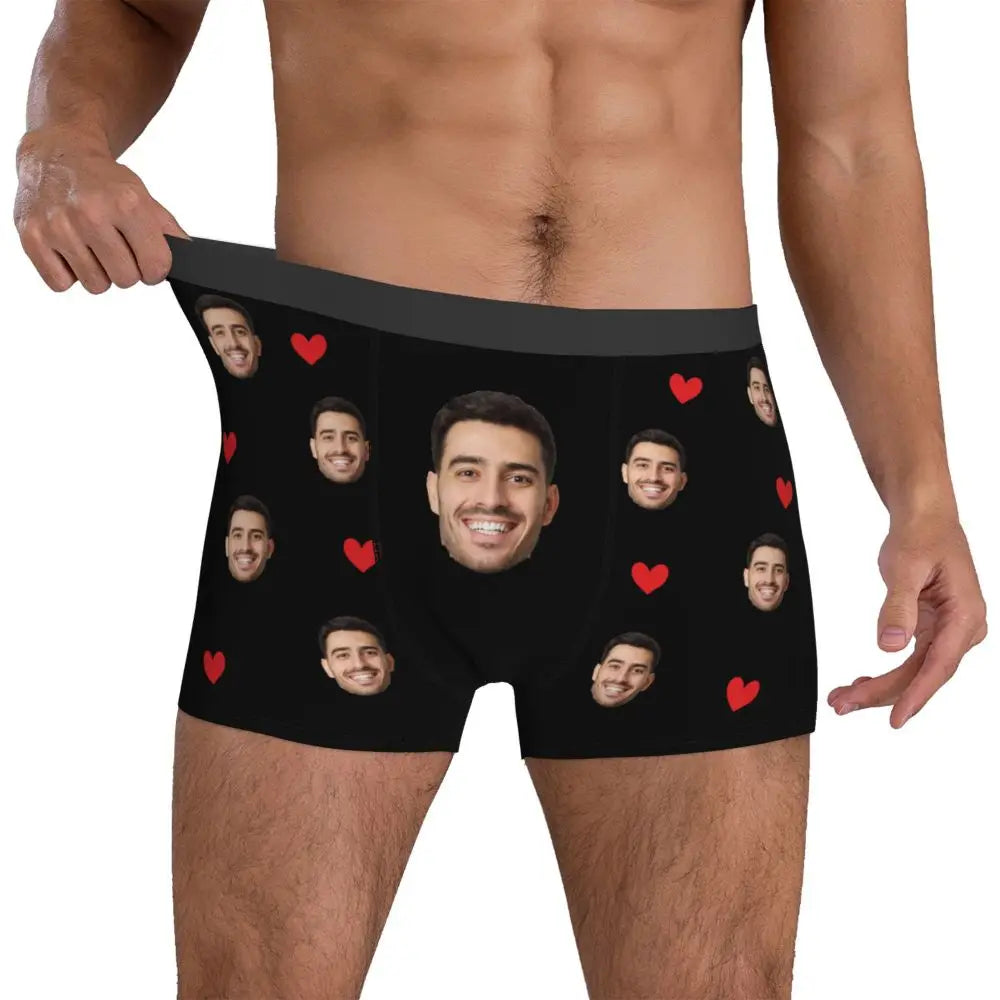 Men Gift Custom Face Boxers Valentine's Day Gift Personalized Photo Underwear Design Birthday Boxer Briefs for Boyfriend Husband