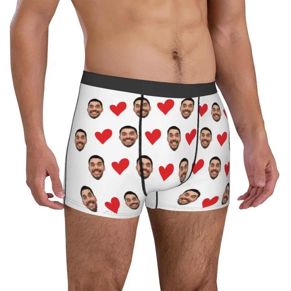 Personalized Face Photo Underwear Custom Heart Boxer Briefs Men Briefs  Gift For Husband Anniversary Gift for Dad