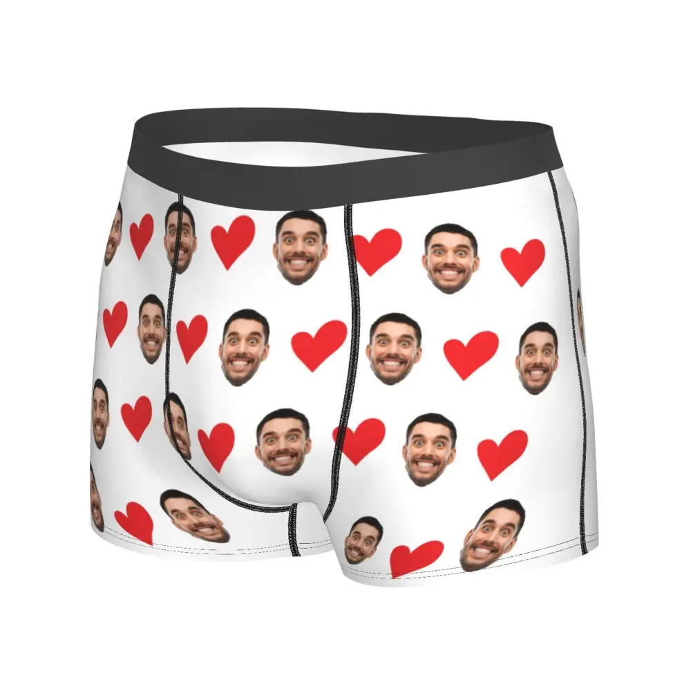 Personalized Face Photo Underwear Custom Heart Boxer Briefs Men Briefs  Gift For Husband Anniversary Gift for Dad