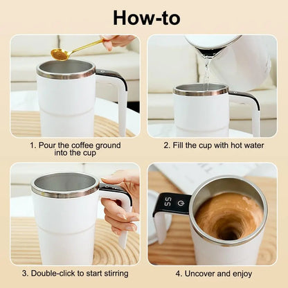 Automatic Self Stirring Magnetic Mug Coffee Self Mixing Mug USB Rechargeable Smart Thermal Cups with LCD Screen Food Safe Mug - AR Perk Inc