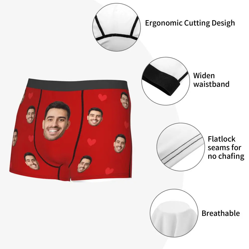 Men Gift Custom Face Boxers Valentine's Day Gift Personalized Photo Underwear Design Birthday Boxer Briefs for Boyfriend Husband