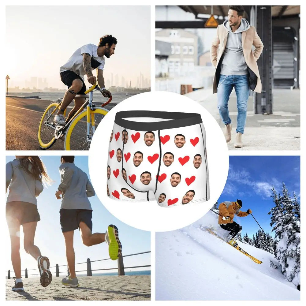 Men Gift Custom Face Boxers Valentine's Day Gift Personalized Photo Underwear Design Birthday Boxer Briefs for Boyfriend Husband