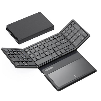 AVATTO Portable Quadruple Folding Wireless Bluetooth keyboard with Foldable Touchpad for Windows Android IOS Tablet ipad Phone - AR Perk Inc
