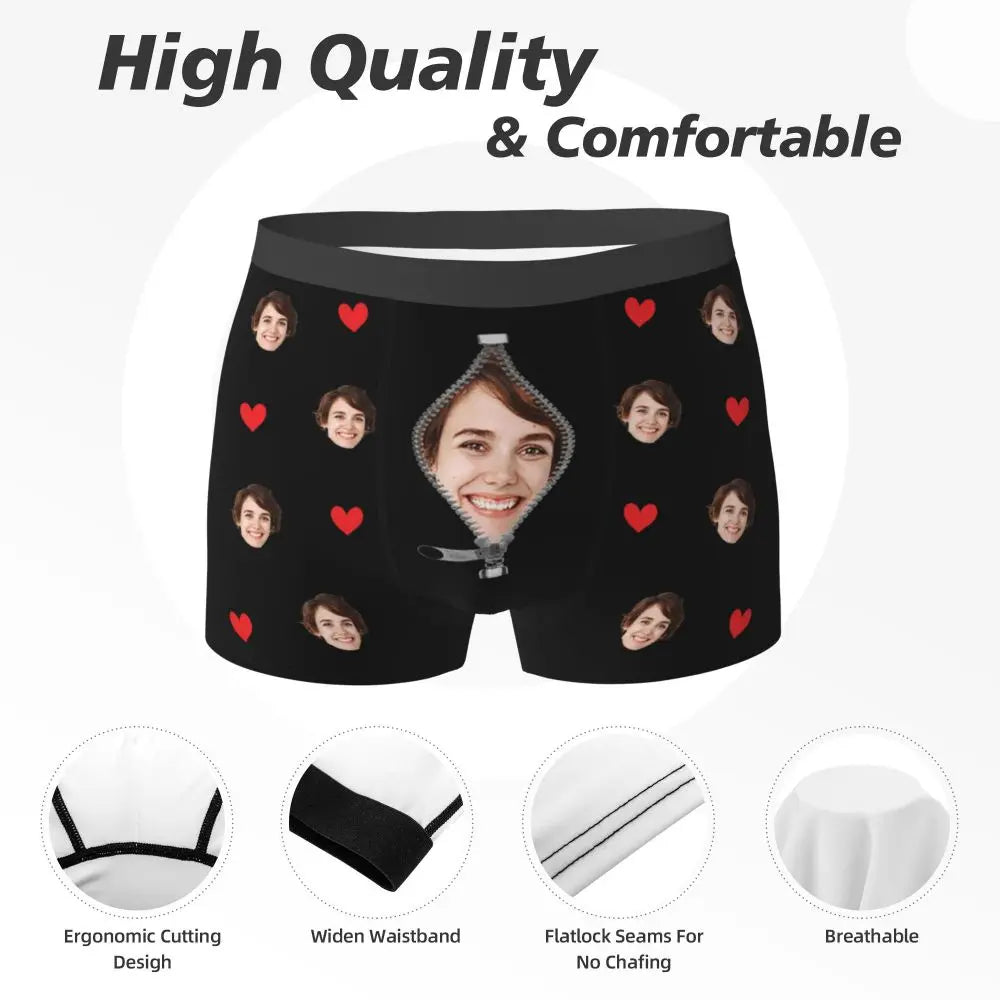 Men Gift Custom Face Boxers Valentine's Day Gift Personalized Photo Underwear Design Birthday Boxer Briefs for Boyfriend Husband