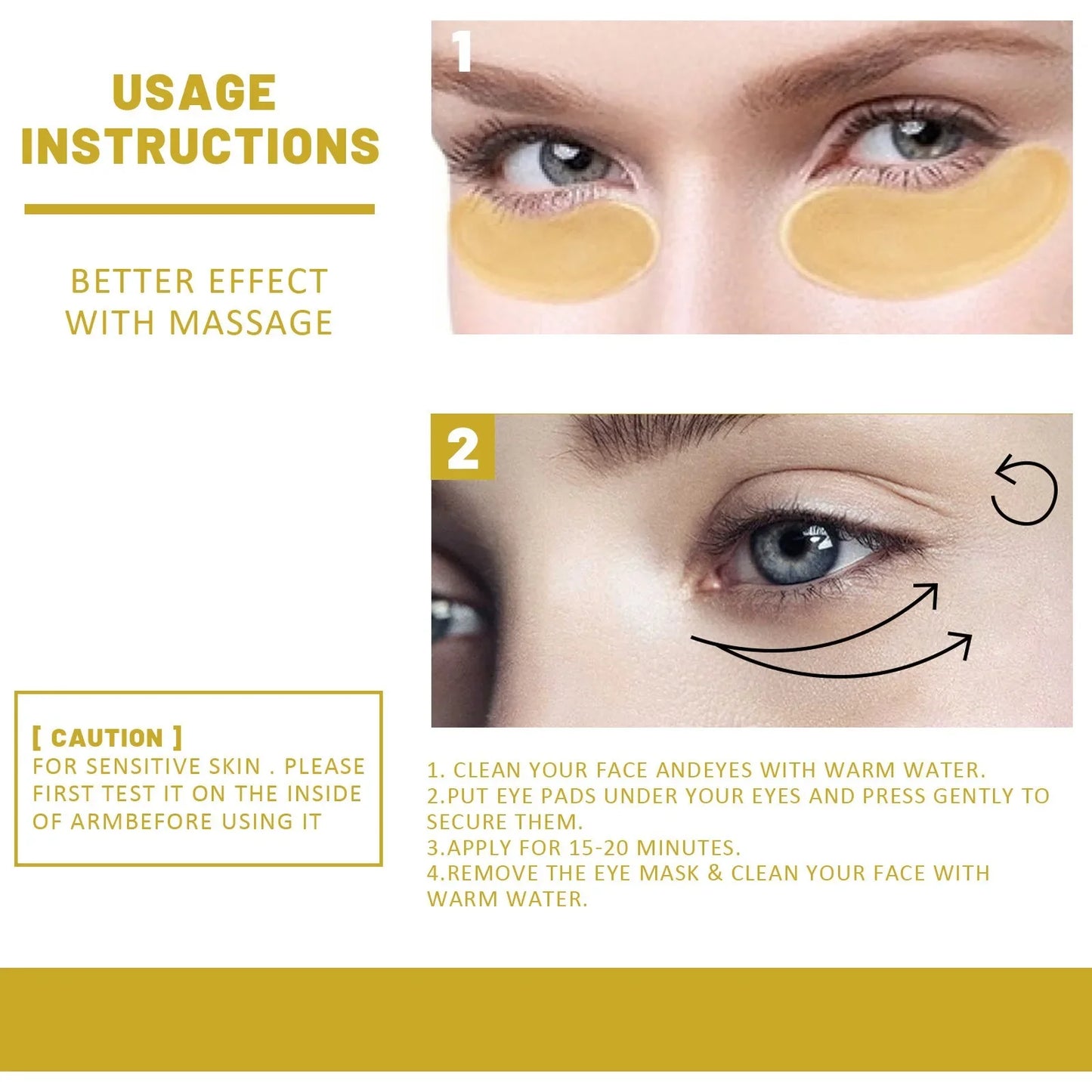 24K Gold Hyaluronic Acid Eye Mask Moisturizing Remove Dark Eye Circles Collagen Eye Patches Korean Beauty Skincare Products