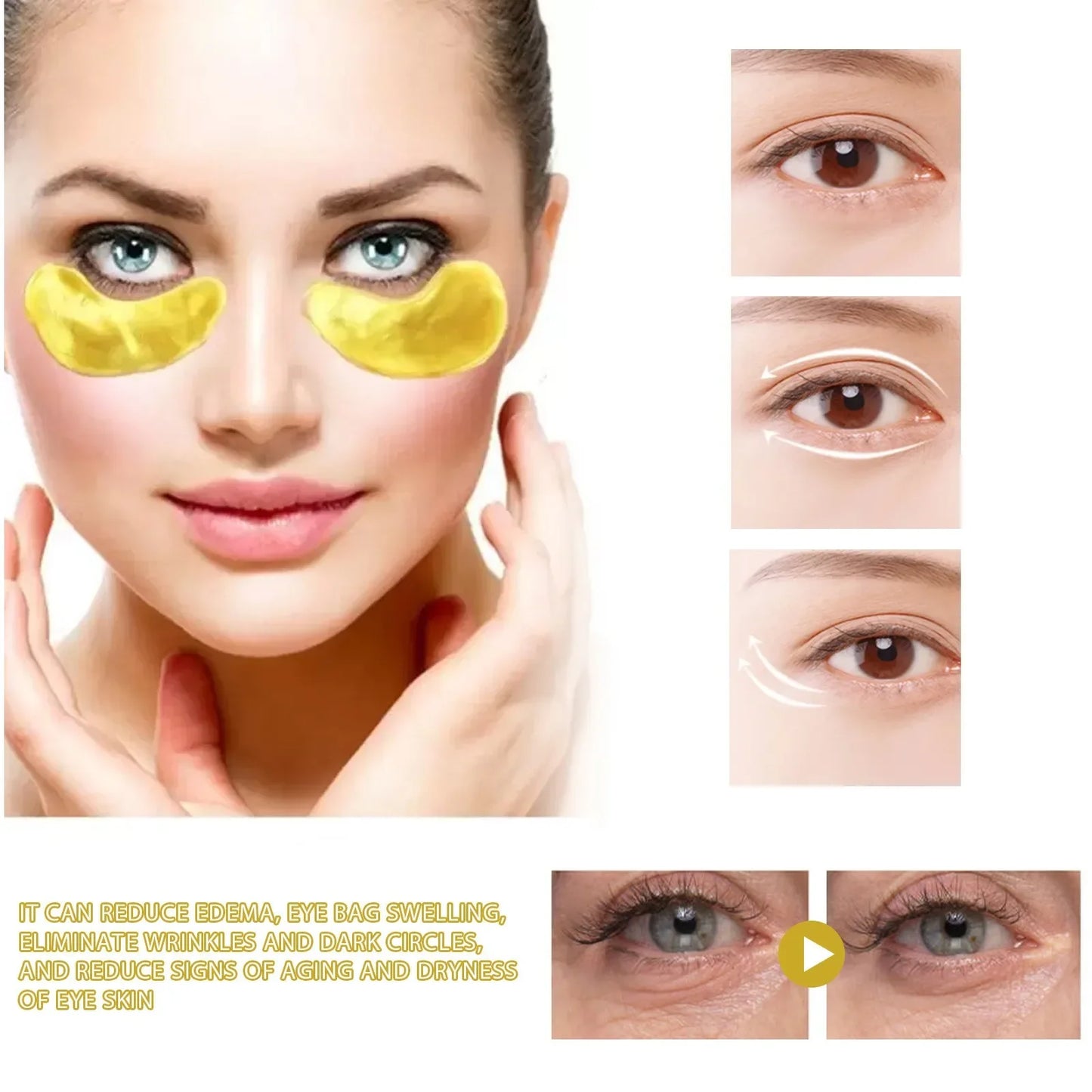 24K Gold Hyaluronic Acid Eye Mask Moisturizing Remove Dark Eye Circles Collagen Eye Patches Korean Beauty Skincare Products