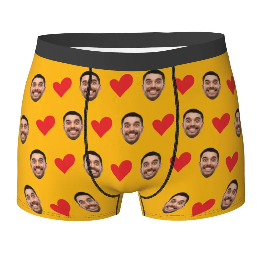 Personalized Face Photo Underwear Custom Heart Boxer Briefs Men Briefs  Gift For Husband Anniversary Gift for Dad