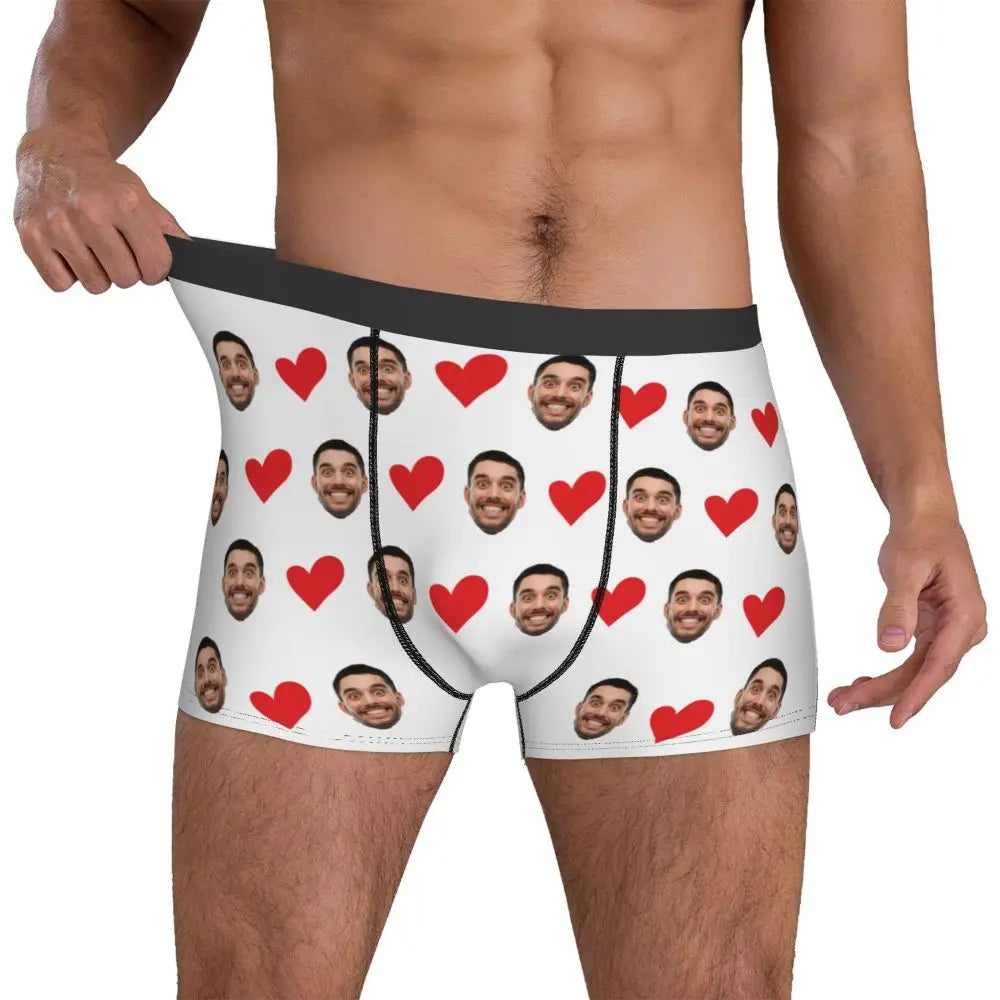 Personalized Face Photo Underwear Custom Heart Boxer Briefs Men Briefs  Gift For Husband Anniversary Gift for Dad