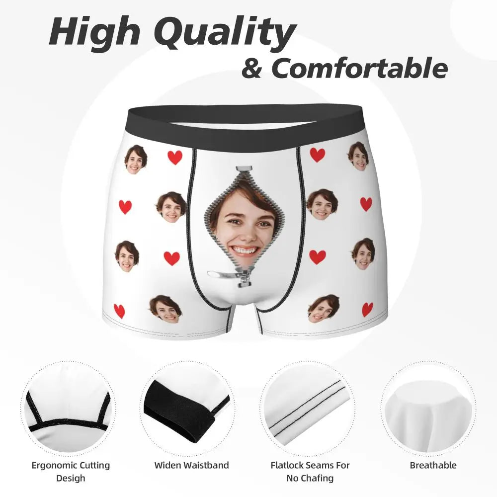 Men Gift Custom Face Boxers Valentine's Day Gift Personalized Photo Underwear Design Birthday Boxer Briefs for Boyfriend Husband