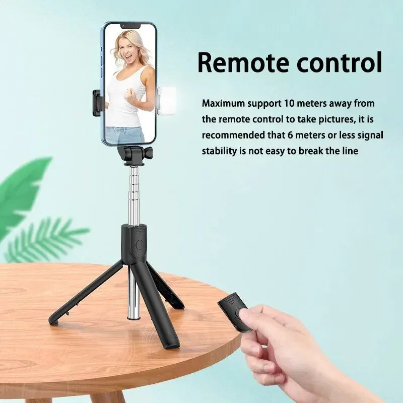 Bluetooth Remote Extendable Phone Tripod Wireless Selfie Stick Tripod Stand for iPhone 15 Samsuing  Phone Tiktok Live Streaming