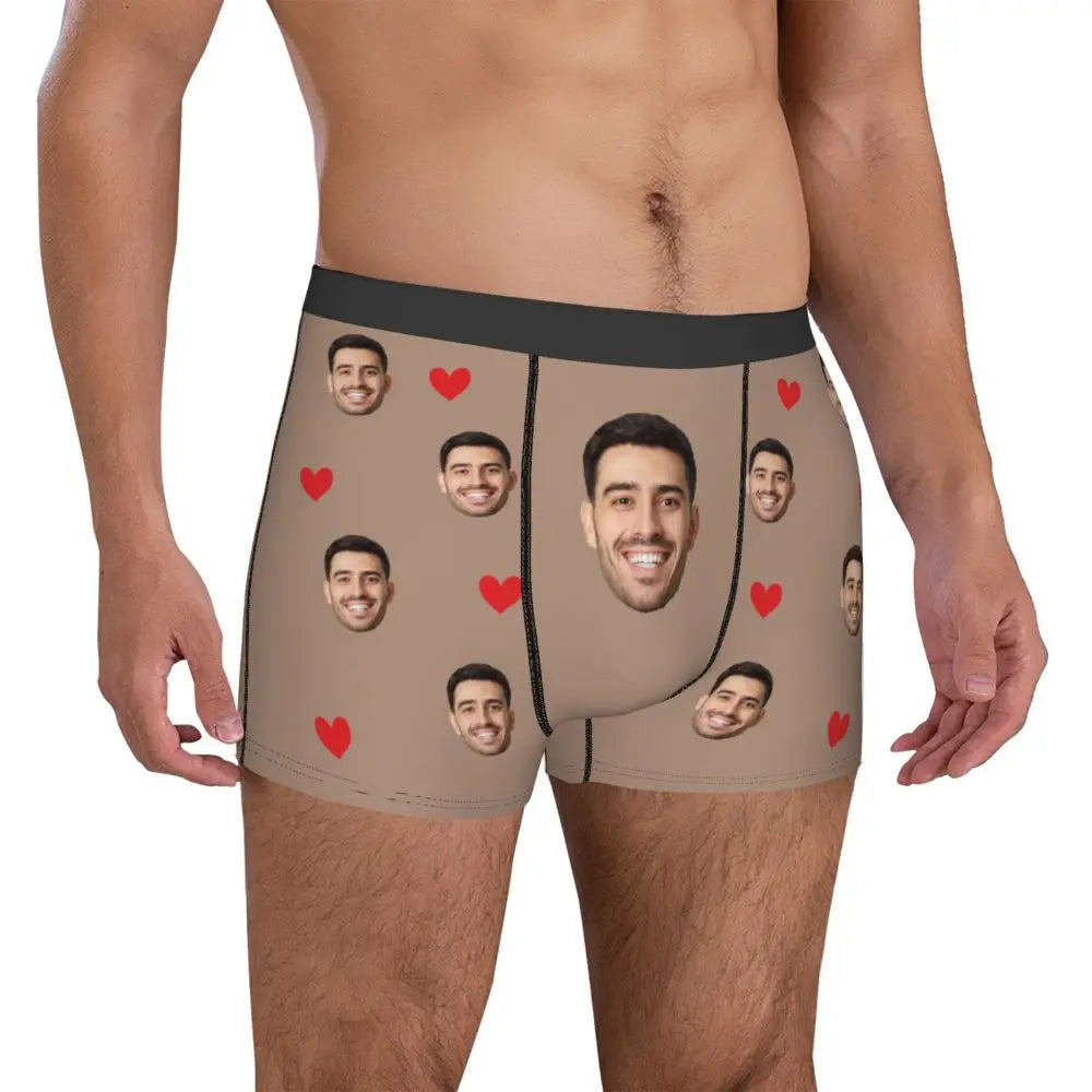 Men Gift Custom Face Boxers Valentine's Day Gift Personalized Photo Underwear Design Birthday Boxer Briefs for Boyfriend Husband