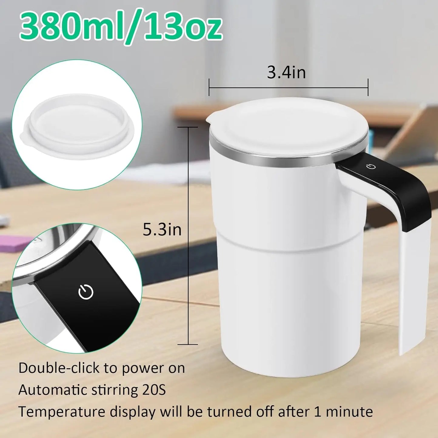 Automatic Self Stirring Magnetic Mug Coffee Self Mixing Mug USB Rechargeable Smart Thermal Cups with LCD Screen Food Safe Mug