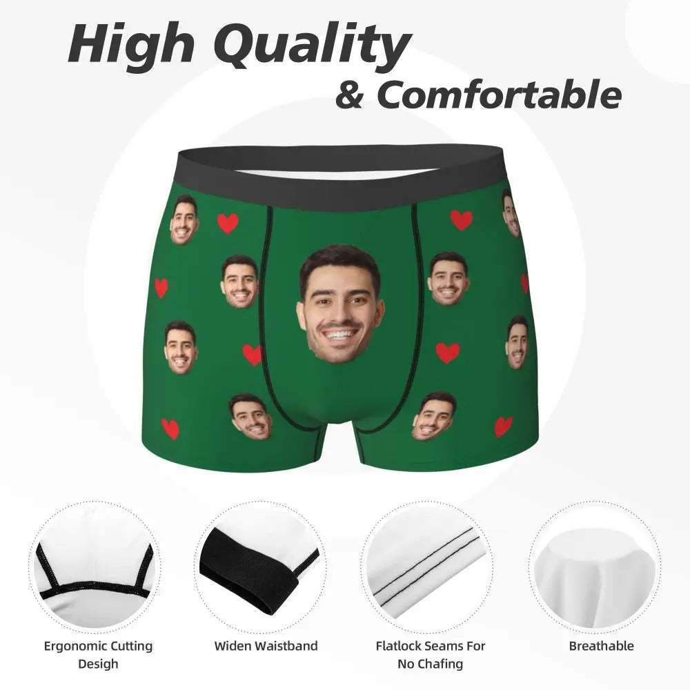 Men Gift Custom Face Boxers Valentine's Day Gift Personalized Photo Underwear Design Birthday Boxer Briefs for Boyfriend Husband