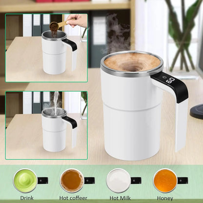 Automatic Self Stirring Magnetic Mug Coffee Self Mixing Mug USB Rechargeable Smart Thermal Cups with LCD Screen Food Safe Mug - AR Perk Inc