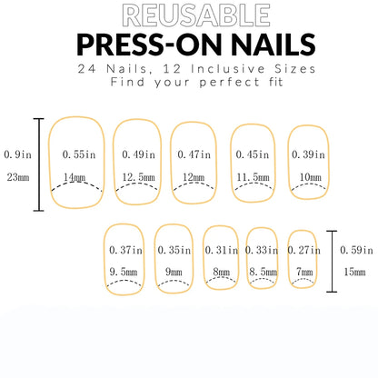 24pcs Short Square Baby Pink Striped Dots Heart Pattern Full Cover Fake Nail Summer Nails French Tip Press on Nails Korean - AR Perk Inc