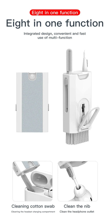 8 in 1 Cleaning Kit Computer Keyboard Cleaner Brush Earphones Cleaning Pen For Headset iPad Phones Cleaning Tools Keycap Puller - AR Perk Inc