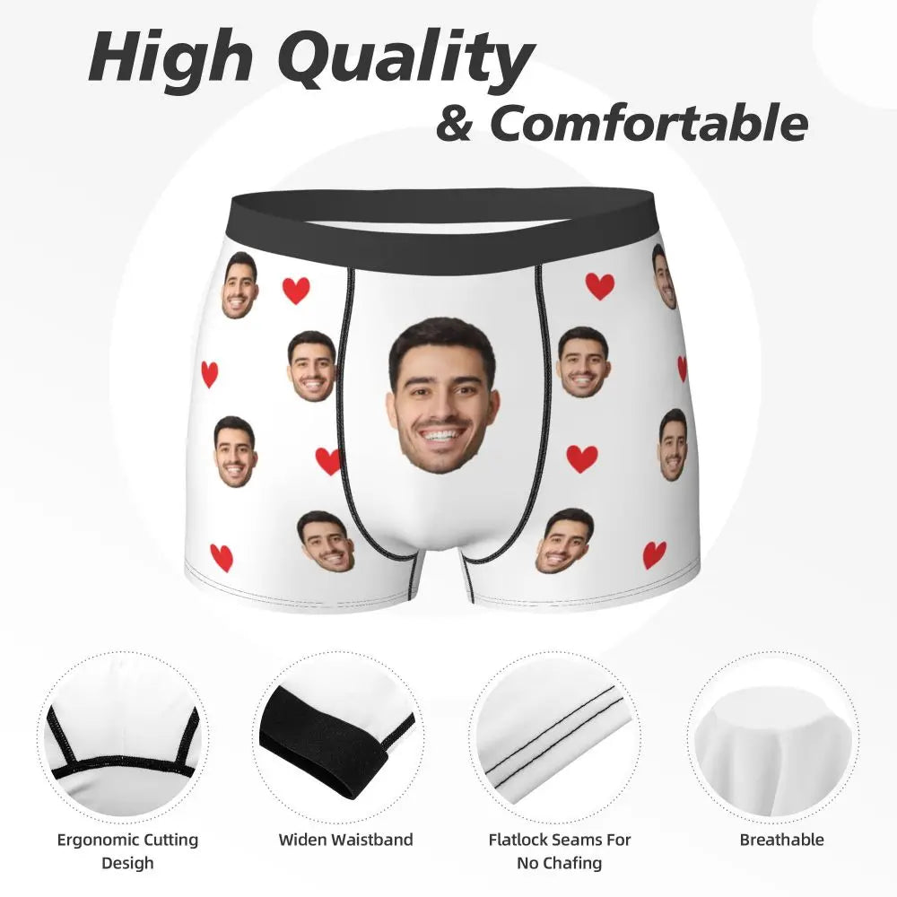 Men Gift Custom Face Boxers Valentine's Day Gift Personalized Photo Underwear Design Birthday Boxer Briefs for Boyfriend Husband