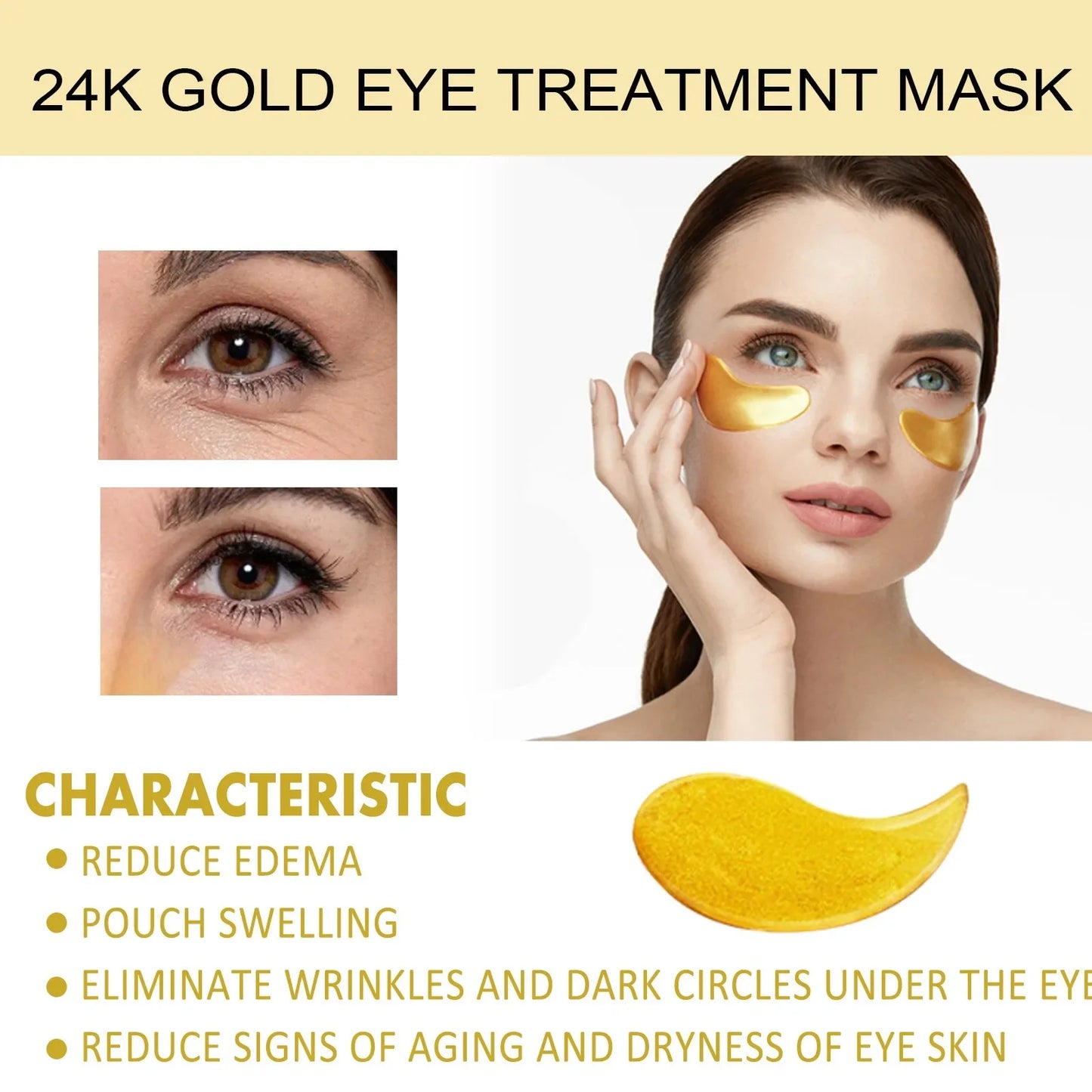 24K Gold Hyaluronic Acid Eye Mask Moisturizing Remove Dark Eye Circles Collagen Eye Patches Korean Beauty Skincare Products