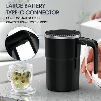 380ML Mini Electric Coffee Self Mixing Mug IP67 Waterproof Food Safe Coffee Mug USB Rechargeable Automatic Magnetic Cup For Tea - AR Perk Inc