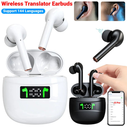 Real Time Language Translator Earphones Bluetooth 5.2 AI Translator Earbuds Noise Cancelling Wireless Headphones for Business - AR Perk Inc