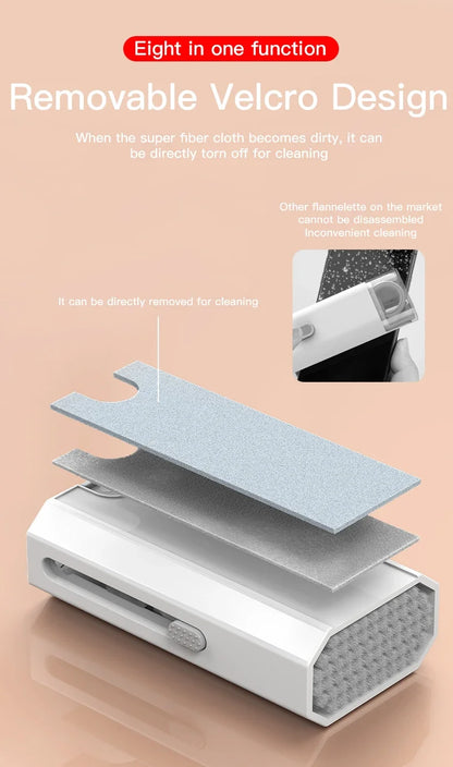 8 in 1 Cleaning Kit Computer Keyboard Cleaner Brush Earphones Cleaning Pen For Headset iPad Phones Cleaning Tools Keycap Puller - AR Perk Inc