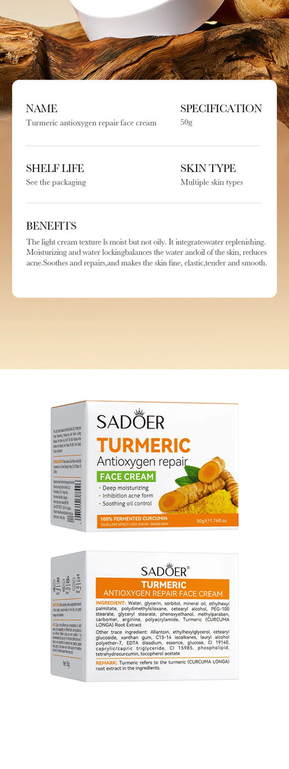 Natural Handmade Turmeric Soap Face Cream Serum Skin Care Set Clean Cutin Oil Control Removal Acne Whitening Remove Dark Spots - AR Perk Inc