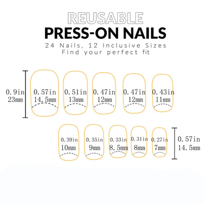 24pcs Short Square Baby Pink Striped Dots Heart Pattern Full Cover Fake Nail Summer Nails French Tip Press on Nails Korean - AR Perk Inc