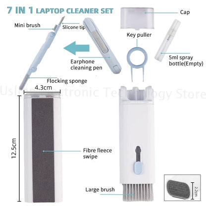 7-in-1 Computer Keyboard Cleaner Brush Kit Earphone Cleaning  Headset iPad Phone Cleaning Tools Cleaner Keycap Puller Kit - AR Perk Inc