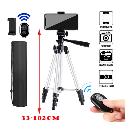 Tripod For Phone Camera Tripod Stand with Bluetooth Remote Phone Holder Lightweight Universal Photography For Xiaomi Huawei DSLR - AR Perk Inc
