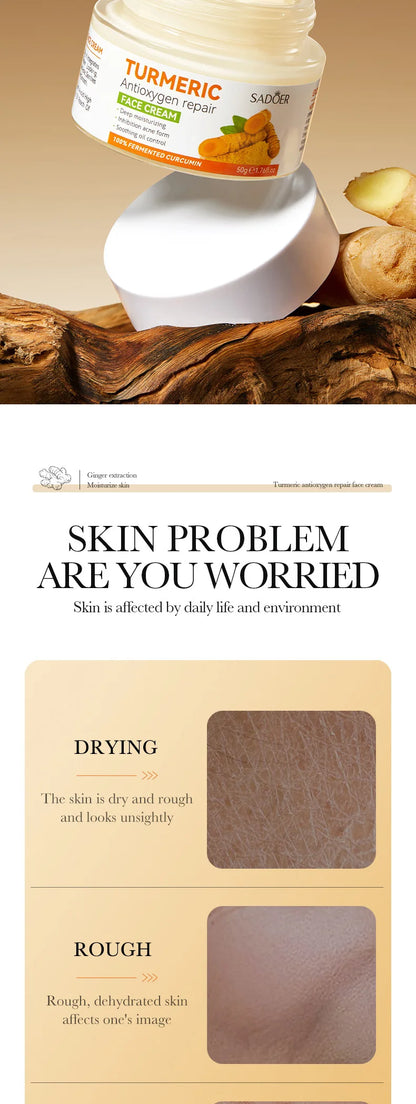 Natural Handmade Turmeric Soap Face Cream Serum Skin Care Set Clean Cutin Oil Control Removal Acne Whitening Remove Dark Spots - AR Perk Inc