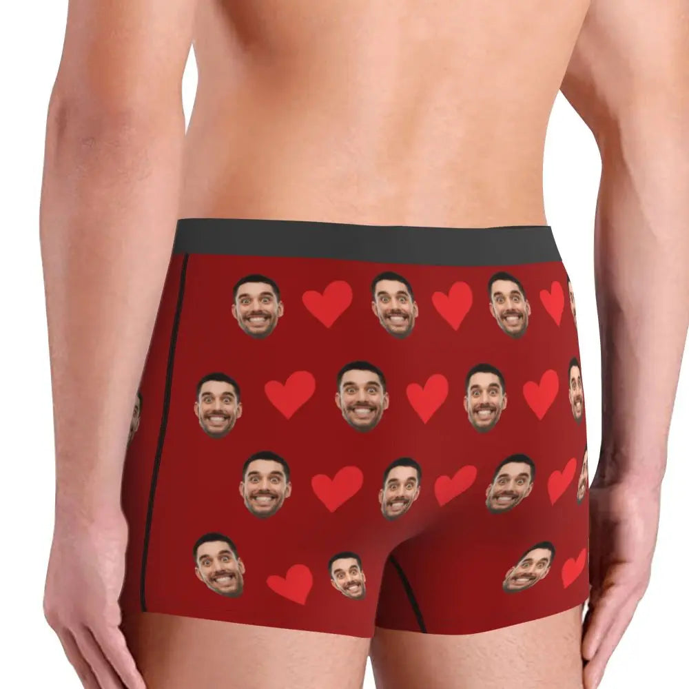 Personalized Face Photo Underwear Custom Heart Boxer Briefs Men Briefs  Gift For Husband Anniversary Gift for Dad